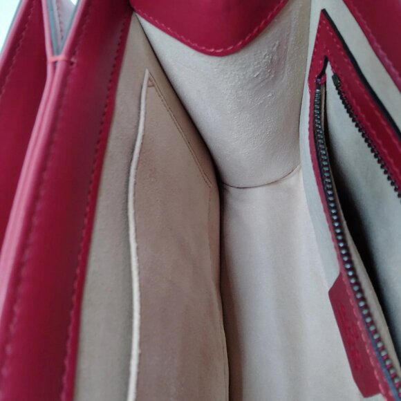 Authentic Gucci Queen Margaret Bamboo Red Leather Hand Bag mn674-020625 - Picture 13 of 16